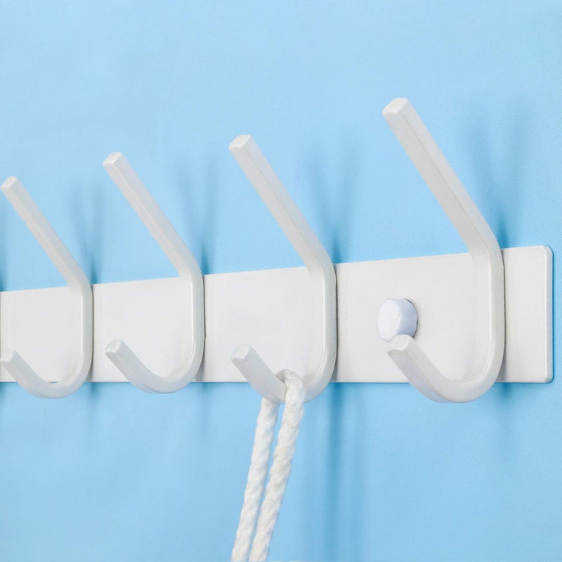 WEBI Coat Rack Wall Mounted,Coat Hooks Wall Mount,Coat Hanger Wall Hook Rack,4 Hooks for Hanging Coats,Hats,Jacket,Clothes,White,2 Packs - Image 3